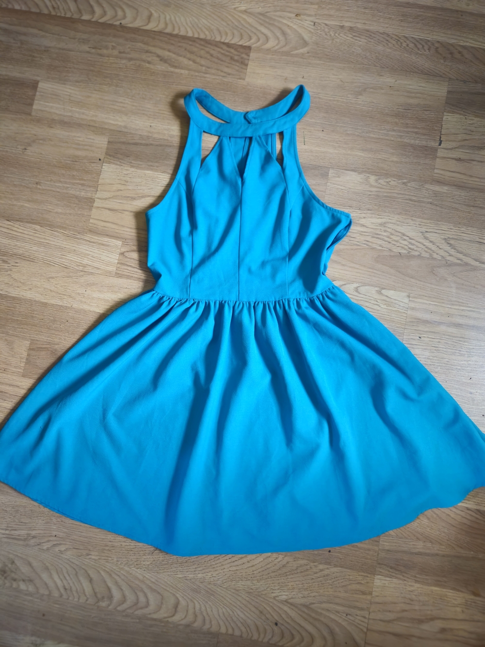 Kendall & Kylie Teal Halter Fit-and-Flare Dress